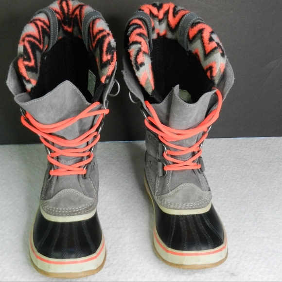 Sorel Joan of Arctic Boots Women's Size 7.5 Gray Pink Winter Knit Leather - Picture 5 of 9